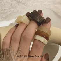 日韩小众冷淡风ins风树脂亚克力琥珀晕染个性造型 戒指指环森女系