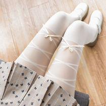 春夏季薄款JK白丝女日系甜美Lolita奶白色连裤袜拼接黑色假大腿袜