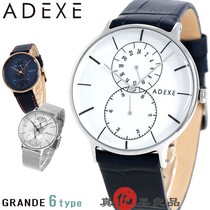 日本代购 ADEXE 男士复古简约双眼薄表盘日常商务石英手表