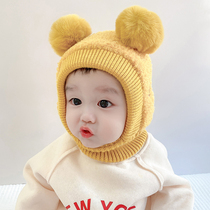 婴儿帽子秋冬季婴幼儿可爱超萌保暖帽男女童宝宝围巾围脖套装一体