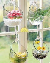 悬挂玻璃花瓶 壁挂花瓶 多肉植物花瓶 透明圆形水培吊瓶 婚庆用品