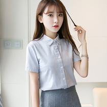 2021春夏季新款韩版白色棉衬衫女长袖学生文艺小清新短袖蕾丝上衣