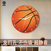 篮球足球创意挂钟l教室卧室装饰时钟男孩体育运动静音免打孔壁钟