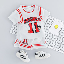 促销婴儿a衣服夏季纯棉薄款舒适运动篮球服短袖套装一周岁男童幼