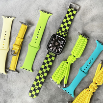 荧光绿色硅胶尼龙编织真皮伞绳适用iwatch表带苹果手表applewatch