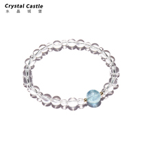 CrystalC正品天然白水晶海蓝宝手链女生ins风转运珠手串简约礼物