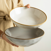 悠瓷 新款8.5英寸大碗复古水纹沙拉碗家用陶瓷碗面碗汤碗简约餐具