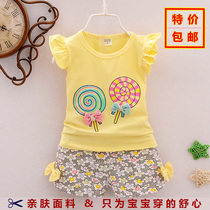 女宝宝夏装套装0-1-2-3-4岁小童韩版婴儿6-12个月8短袖背心全棉潮