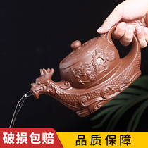 宜兴紫砂壶超大容量大号龙船壶纯全手工茶壶家用单壶茶杯茶具套装