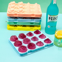 二合一冰格玫瑰花钻石硅胶制冰模具冰箱储冰盒冰块冷冻盒冷饮果冻