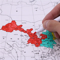 全新旅游打卡手绘地图中国旅行纪念标记<em>墙贴卧室</em>装饰画朋友礼物