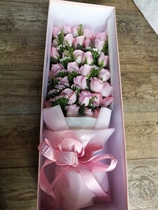 武汉鲜花店 33朵粉玫瑰礼盒 武汉市区送货上门 配送到家 生日礼物