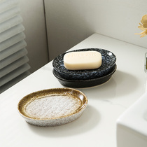 日式ins陶瓷洗手台上盆香皂碟置物架轻奢侘寂风家用高档肥皂盒子