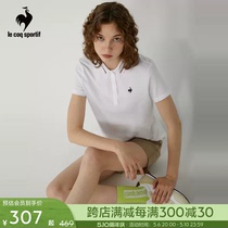 乐卡克法国公鸡女子修身POLO衫透气棉质经典翻领运动短袖T恤