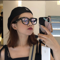 韩国复古经典黑色粗框眼镜女原宿方形圆脸素颜装饰平光近视眼镜框