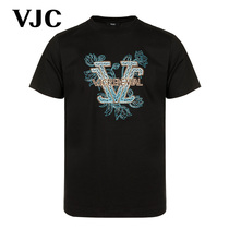 VJC 2024年夏季男装新款T恤艺术花短袖休闲上衣 D24BA1745