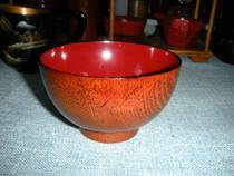 清仓/福州漆器/早期80年代左右內红外木天然漆木茶碗110MM*70MM