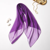 【微瑕】100%桑蚕丝紫色纯色真丝小方巾女士高档春秋薄款丝巾围巾