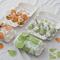 网红梨子凤梨酥包装盒贴纸梨子酥包装6粒8粒10粒烘焙礼品袋纸浆盒