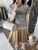 ciment 韩国代购 可爱减龄美少女战士花边袖口短袖上衣
