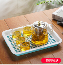 水杯沥水盘托盘家用客厅塑料创意双层长方形杯子茶几收纳置物茶盘