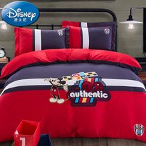 迪士尼儿童纯棉四件套贴布绣卡通三件套男孩床单被套床上用品男童
