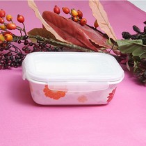 韩国进口zen&lock 400ML长方形茶花陶瓷密封保鲜碗保鲜盒饭盒