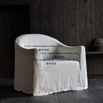 北欧日式侘寂风格水洗亚麻布艺单人双人三人位沙发全拆洗复古家具