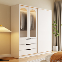 衣柜家用卧室现代简约全实木推拉门大衣橱出租房用简易小户型柜子