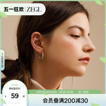 ZEGL耳扣式耳环耳圈女气质韩国简约圆圈耳钉小圈圈素圈金属风耳饰