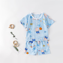 1岁宝宝夏装棉绸睡衣短袖套装6个月婴儿空调服儿童装夏季薄款绵绸