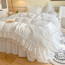仙气公主风床裙四件套纯棉100全棉法式轻奢高级感白色蕾丝荷叶边