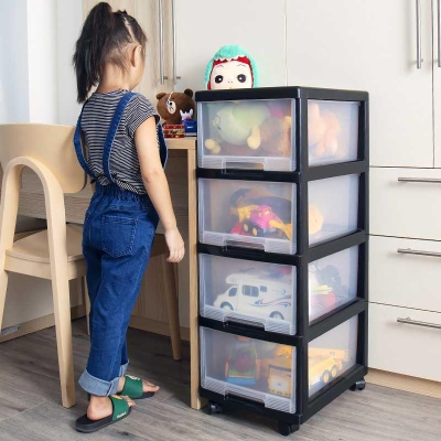 卧室厨房收纳柜子多层儿童食品玩具储物柜塑料五斗柜旋转式贮物柜