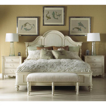 欧式法式简约复古橡木双人床美式1.8米茉莉花白色实木床婚床