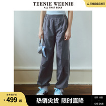 TeenieWeenie小熊2024年夏季新款微皱感尼龙运动阔腿长裤休闲裤女