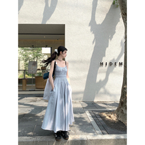 范智乔法式肌理感条纹连衣裙夏设计感小众休闲吊带裙显瘦仙气长裙