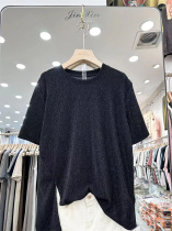 亮丝短袖T恤女夏季新款设计感宽松显瘦百搭休闲开叉打底衫0.2