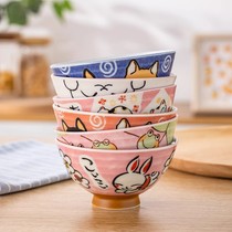 日本原装进口美浓烧个人专用陶瓷碗招福招财猫碗达摩日式餐具瓷器