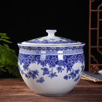 景德镇青花陶瓷米桶米缸10斤20斤带盖家用储物罐腌菜腌肉缸坛水缸