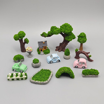 园林庄园场景模型小树房子DIY装饰品配件迷你摆件微景观苔藓造景