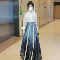 新中式国风马面裙套装女初秋季高级感气质长袖上衣半身裙子两件套
