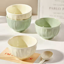 奶油风米饭碗家用2024新款高颜值陶瓷吃饭碗盘子特别好看的小碗