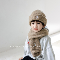 儿童帽子围巾套装秋冬季针织毛线帽男童套头帽女童宝宝保暖帽加厚