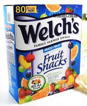 包邮 美国Welch's 水果混合口味纯果汁QQ软糖糖果礼物90包/盒