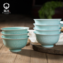 瓯江龙泉青瓷饭碗创意中式家用陶瓷汤碗单个简约吃饭小碗粥碗餐具