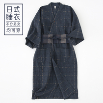 睡衣日式和风绗缝睡袍格子睡裙男女浴衣宽松家居服长裤情侣两件套