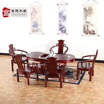 红木非洲酸枝木茶桌椅组合实木腰型茶台中式客厅茶桌茶几古典