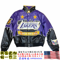 美国代购定制 Jeff Hamilton 湖人队 NBA湖人配色 纯素刺绣皮夹克