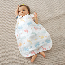 出口日本 婴儿空调房纱布睡袋春秋 新生幼儿无袖暖气房防踢被6层