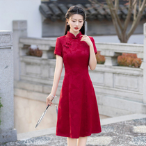 新中式旗袍式改良版连衣裙夏季新款短袖中年女时尚妈妈复古中长款